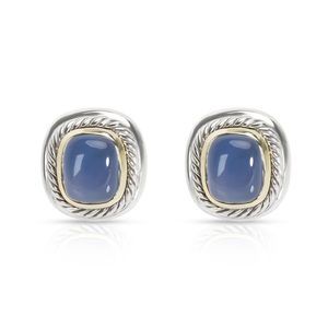 David Yurman Chalcedony Earrings in Sterling SIlver & Gold
